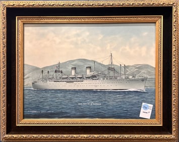 T. Hagiwara - U. S. N. S. Gen. Edwin D. Patrick. Watercolor on silk