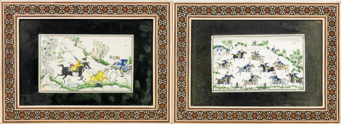 (lot of 2) Persian miniature paintings