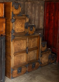 A Japanese three-part step tansu