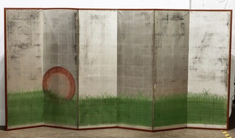 A Japanese six-panel folding screen
