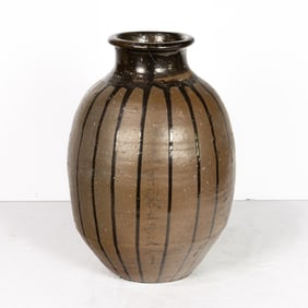 A Japanese Tamba ware glazed pottery vase