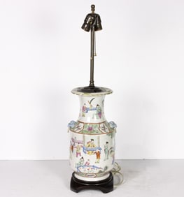 A Chinese famille rose vase as lamp