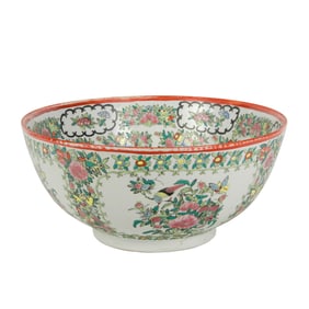 A Chinese canton rose medallion punch bowl