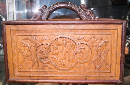 A Chinese hardwood carved box