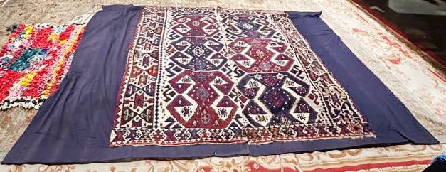 Two flatweave kilim curtain panels