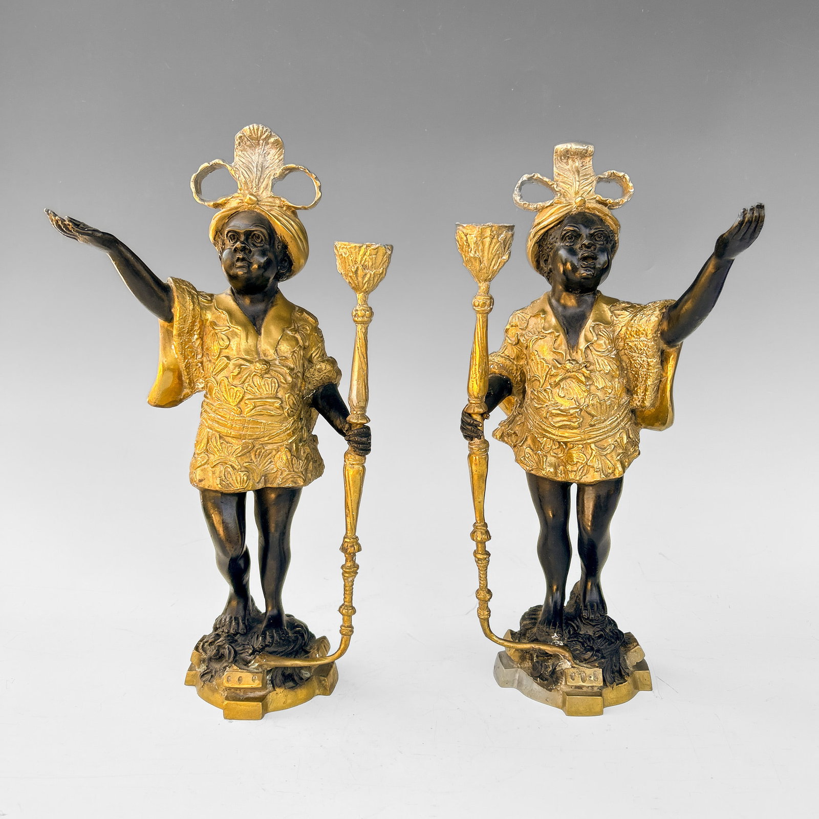 Pair of French Bronze Blackamoor Mantle Candleholders (1 of 8)