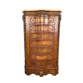 French Louis XIV Style Mixed Wood Semainier Chest
