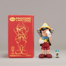 KAWS (Brian Donnelly), Pinocchio & Jiminy Cricket, With Original Box