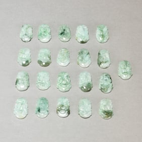 Group of Twenty-one Jadeite Zodiac Pendants