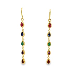 Ruby, Sapphire, Emerald and Amethyst Earrings