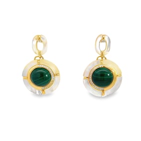 Lapis Lazuli and Mother-of-Pearl Enamel Earrings