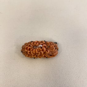 Chrysanthemum Carved Coral Brooch