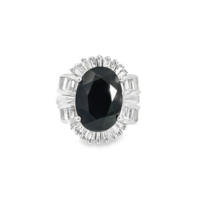 Black Diamond and Sterling Silver Ring