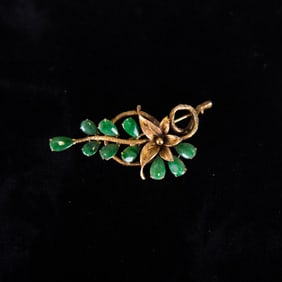 Chinese Jadeite 14k Gold Brooch