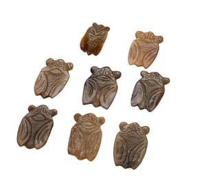Collection of Eight Early Chinese Carved Jade Cicadas