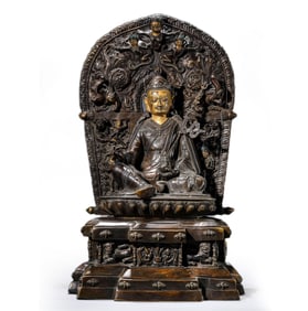Silver Inlaying Copper Alloy Statue of Padma Sambhava