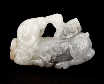 Chinese Carved Jade Group of Goats