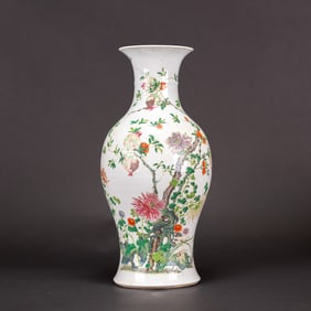 Chinese Famille Rose 'Floral and Fruit' Baluster Vase, Daoguang Mark