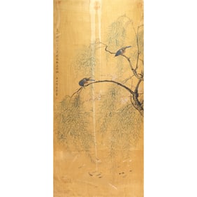 After Yun Shouping (1633-1690), Large Chinese Painting of Bird on Willow Tree