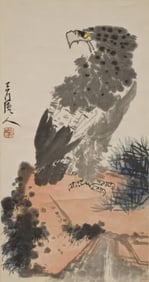 Pan Tianshou (1897 - 1971) - Chinese Painting Scroll of Eagle