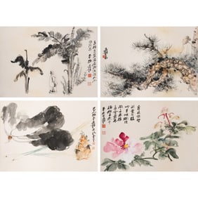 Zhang Daqian (1899 - 1983) - Four Chinese painting of Various Subjects