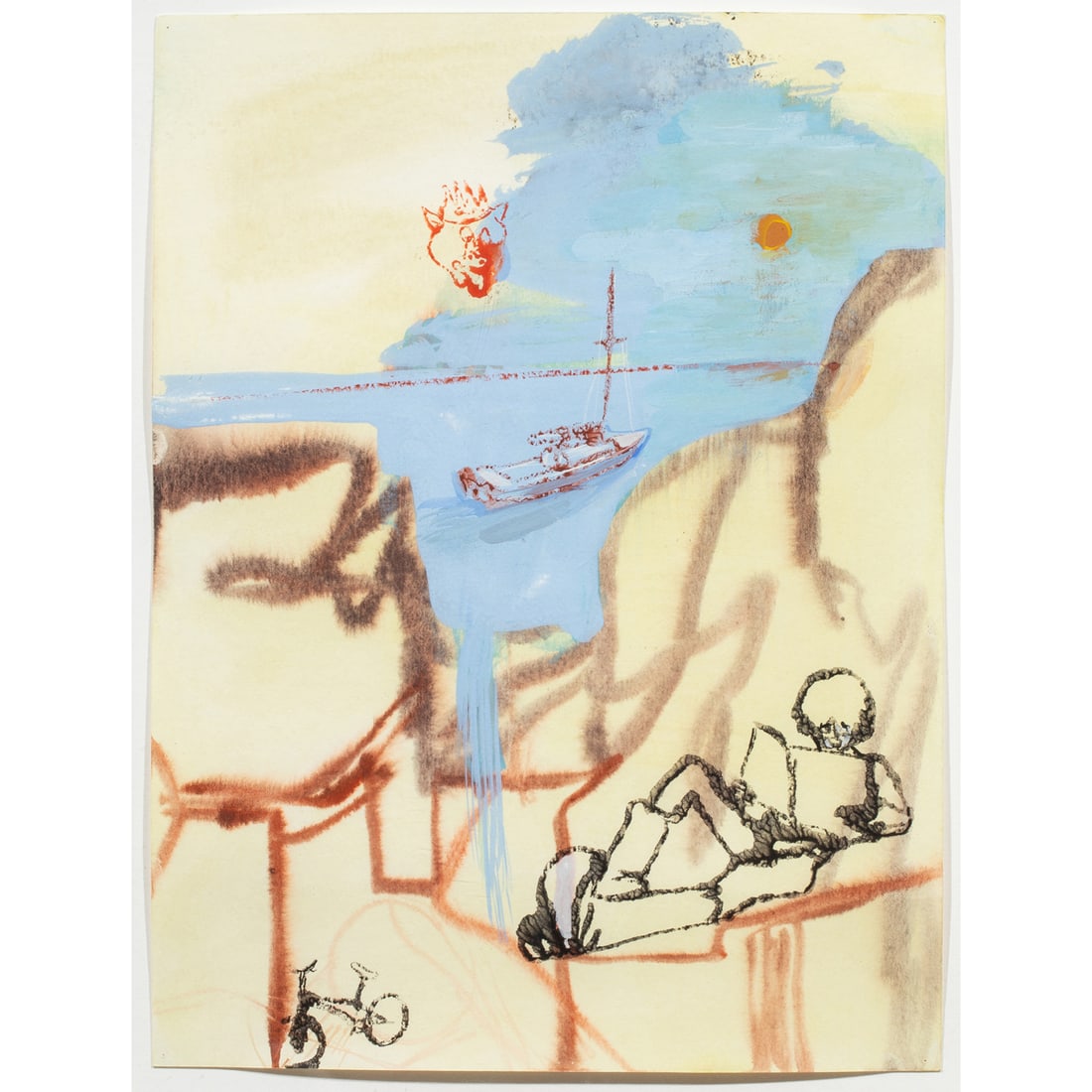 Work on paper, Alessandro Pessoli: Alessandro Pessoli (Italian, b. 1963), Untitled, 2002, ink and gouache on paper, gallery label (Anton Kern Gallery, New York, NY) affixed verso, sheet: 15.75"h x 11.75"w, overall (with frame): 19.5"h