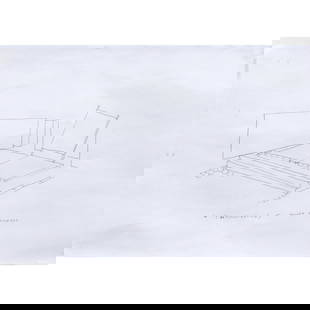 Work on paper, Rikrit Tiravanija: Rikrit Tiravanija (Thai, b. 1961), "A Demonstration at Neugerriemschneider," 1997, pencil on paper, titled lower center, gallery label (Neugerriemschneider, Berlin) affixed verso, sheet: 8.25"h x 11.5