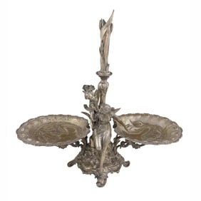 A Jugendstil silver plated figural epergne