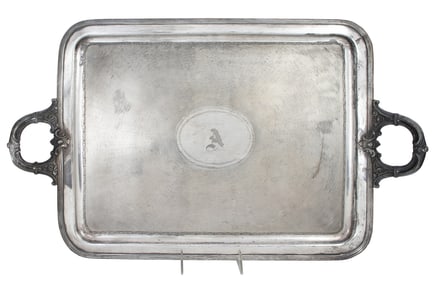 A French silver plate tea tray