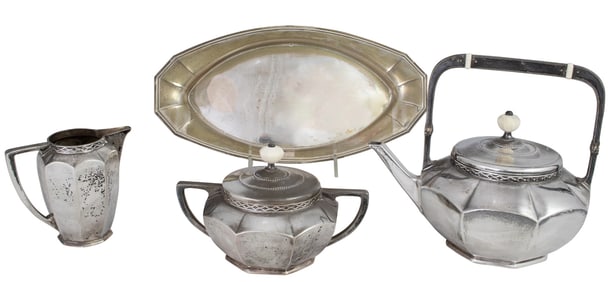 A German .800 silver tea set, Chevalier Naght