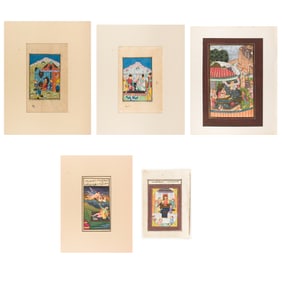 A lot of Mughal or Persian miniature manuscripts, depicting erotica or court scenes, the largest