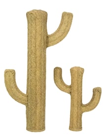 Two Modern large scale woven straw Cactus Doum