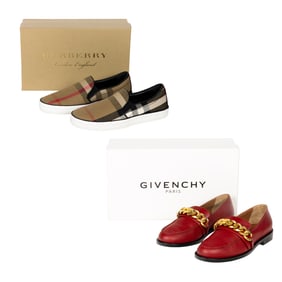 Two pairs of Givency and Burberry women's shoes