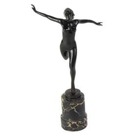 An Art Deco patinated bronze figure of a nude, Josef Lorenzl