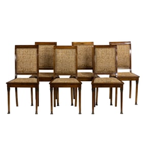 A set of French patinated metal mounted side chairs circa 1860