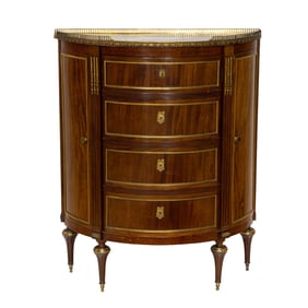 A French Neoclassical style gilt bronze mounted demilune chest