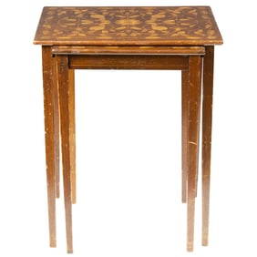 A suite of two Continental marquetry nesting tables
