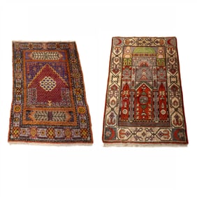 Two Chinese antique Sin Jiang wool carpets