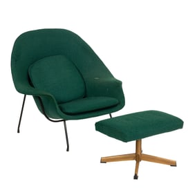 An Eero Saarinen 'Womb' chair and ottoman