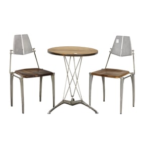 A Robert Josten aluminum and wood bistro set