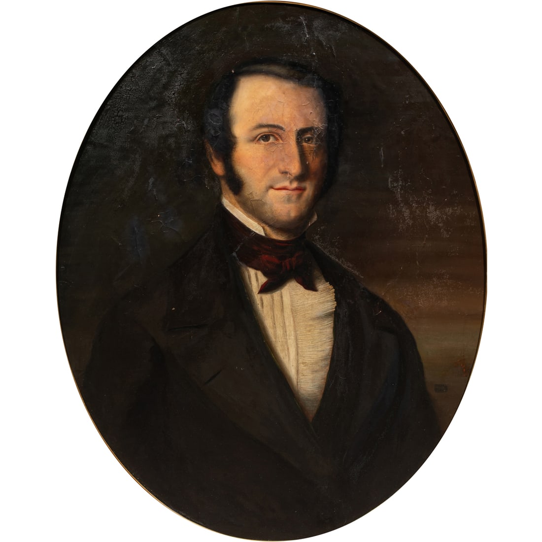 Painting, American School (19th/20th century): American School (19th/20th century), Portrait of a Gentleman, oil on canvas affixed to board, unsigned, board: 32.25"h x 25.75"w, overall (with frame): 36"h x 29.5"w
