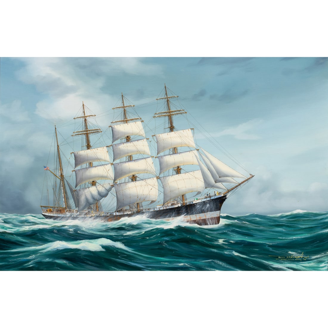 Painting, Hans Skalagard: Hans Skalagard (American/Danish, 1923-2017), "William Dollar," 1990, oil on canvas, signed lower right, signed, titled, dated, and inscribed verso, canvas: 20"h x 30"w, overall (with frame): 27"h x 37