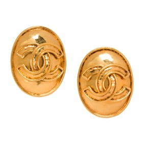 A pair of Chanel Paris clip earrings