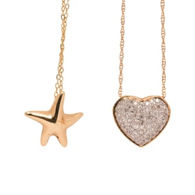 Two 14k gold pendant necklaces