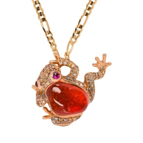 A gem-set and 18k gold pendant necklace