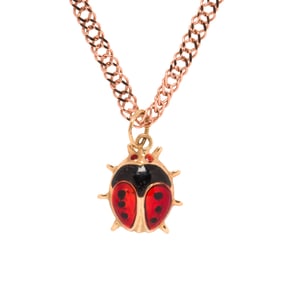 An enamel and 14k ladybug charm bracelet