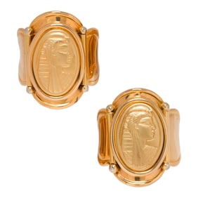 Two Vior 'cigar band' 14k gold rings, Italy