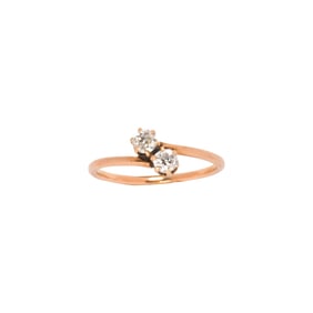 A diamond and 14k gold moi et toi ring