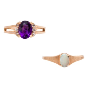 Two gem-set and gold rings