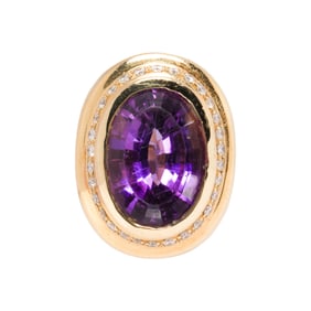 An amethyst, diamond and 14k gold ring